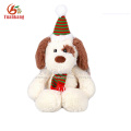 Dongguan GSV 25CM White plush dog pet with Christmas hats stuffed toy